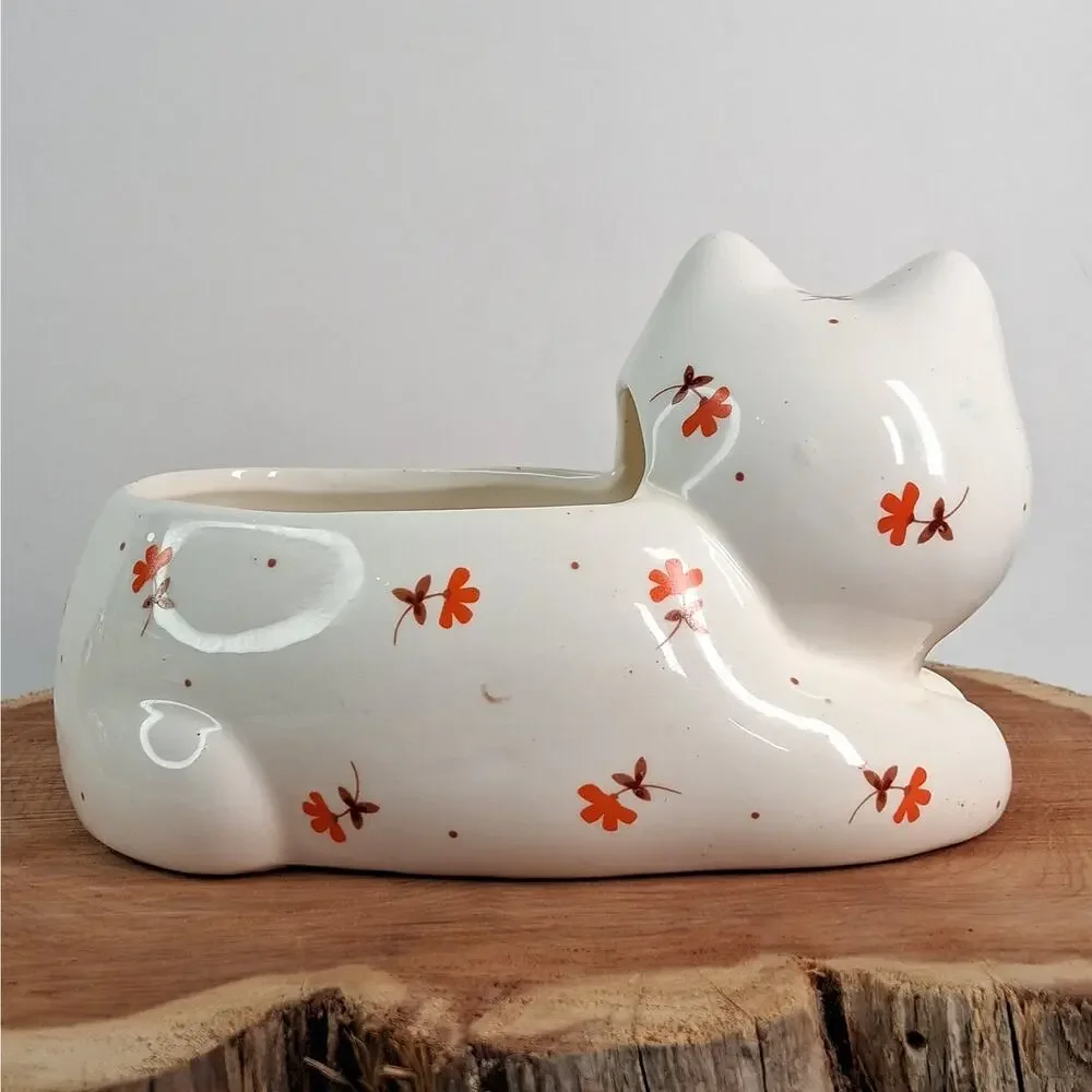 Vintage Josef Original Cat Planter Scrubby Sponge Holder Ceramic